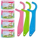 Dental Floss Picks, FAMILIFE Kids flossers Toddler Threaders Children Unwaxed Unflavored Fluoride Free Dental Floss Child Kid