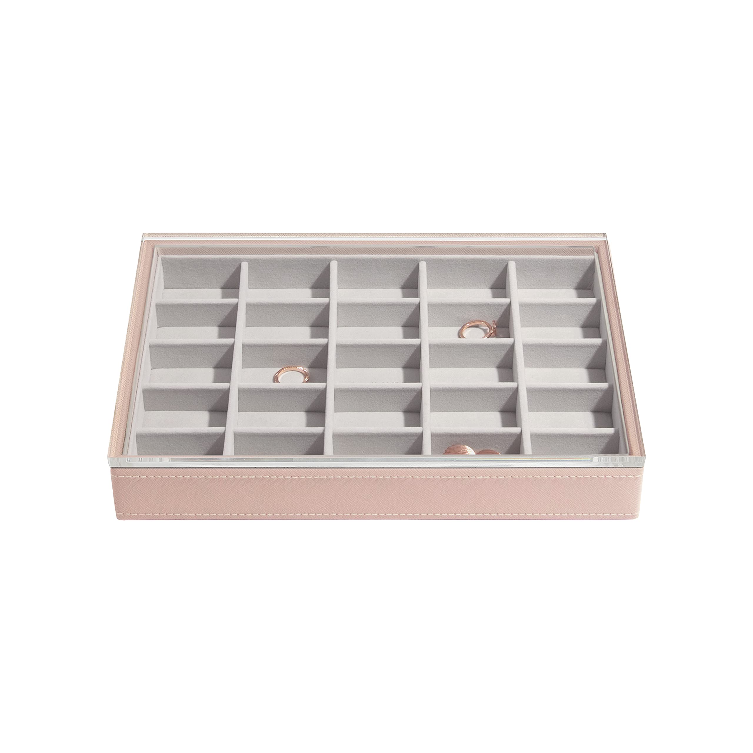 Stackers Blush Pink Classic Medium Jewellery Box Trinket Layer with Acrylic Lid