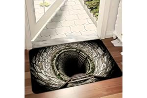 3D Illusion Rug Hole, 3D Hole Rug – Trap Optical Illusion Doormat, Bottomless Non-Slip Rugs for Entrance, Stairs, Bathroom, P