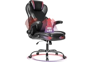 BOSMILLER Big and Tall Office Chair 400lbs-Heavy Duty Executive Desk Chair with Extra Wide Seat, High Back Ergonomic Leather Computer Chair with Tilt Rock&Tension, Padded Armrests-Black