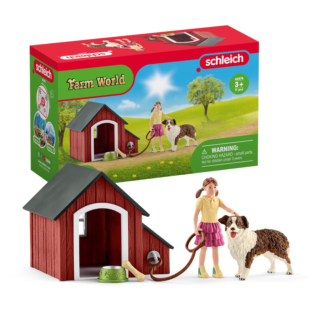 SCHLEICH 42376 dog house, from 3 years, FARM WORLD - play set, 5 pieces, exclusively at Amazon
