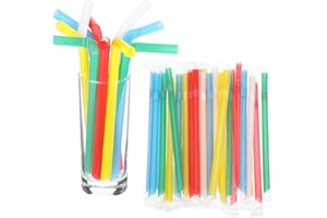 MEKUEEEX 300 Pcs Jumbo Smoothie Straws Flexible Bendy Individually Wrapped Plastic Straws for Bubble Tea Tall Homemade Milkshakes, 0.43 Inch Wide 8.27 Inch Long