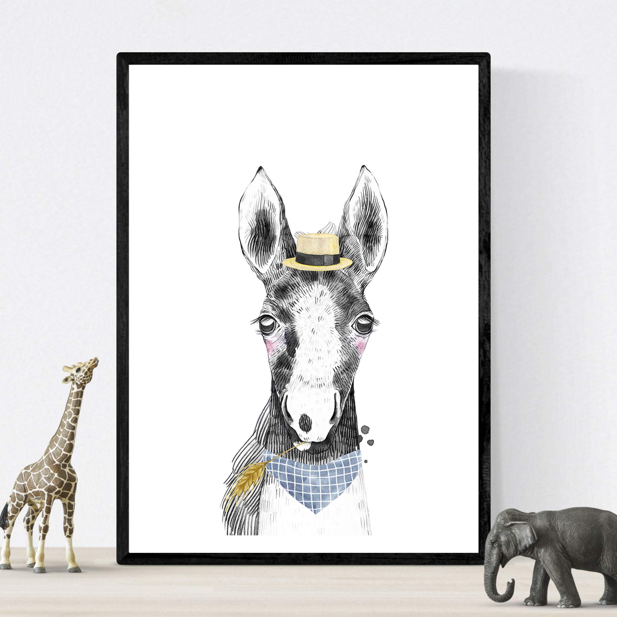 Nacnic Baby Horse Children foil hat and bandana aminals Poster Child Size A3 Frameless