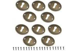 Meuey Lyot Bronze Oval Vintage Keyhole Covers Antique Key Plate Door Cover Decorative for Cabinet, Door, Dresser, Drawers, Desk Furniture Hardware 10PCS