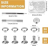 Easusy Leather Rivet Kit 50 Sets 6mm Silver Double Cap Rivets Hollow Punch Tool view 2