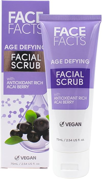 Face Facts Age Defying Facial Scrub Acai Berry 75ml Gentle Exfoliation Natural