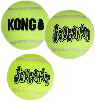 KONG Squeakair Balls Dog Toy Premium Squeak Tennis Balls 3 Pack Medium