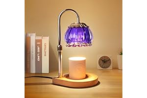 GR8GARDENS Candle Warmer Lamp with Timer, Adjustable Height Dimmable Candle Warmer Light, Gift for Women Glass Shade Electric Jar Candle Warming Lantern,Home Decor Cozy House Warming Gifts,Purple