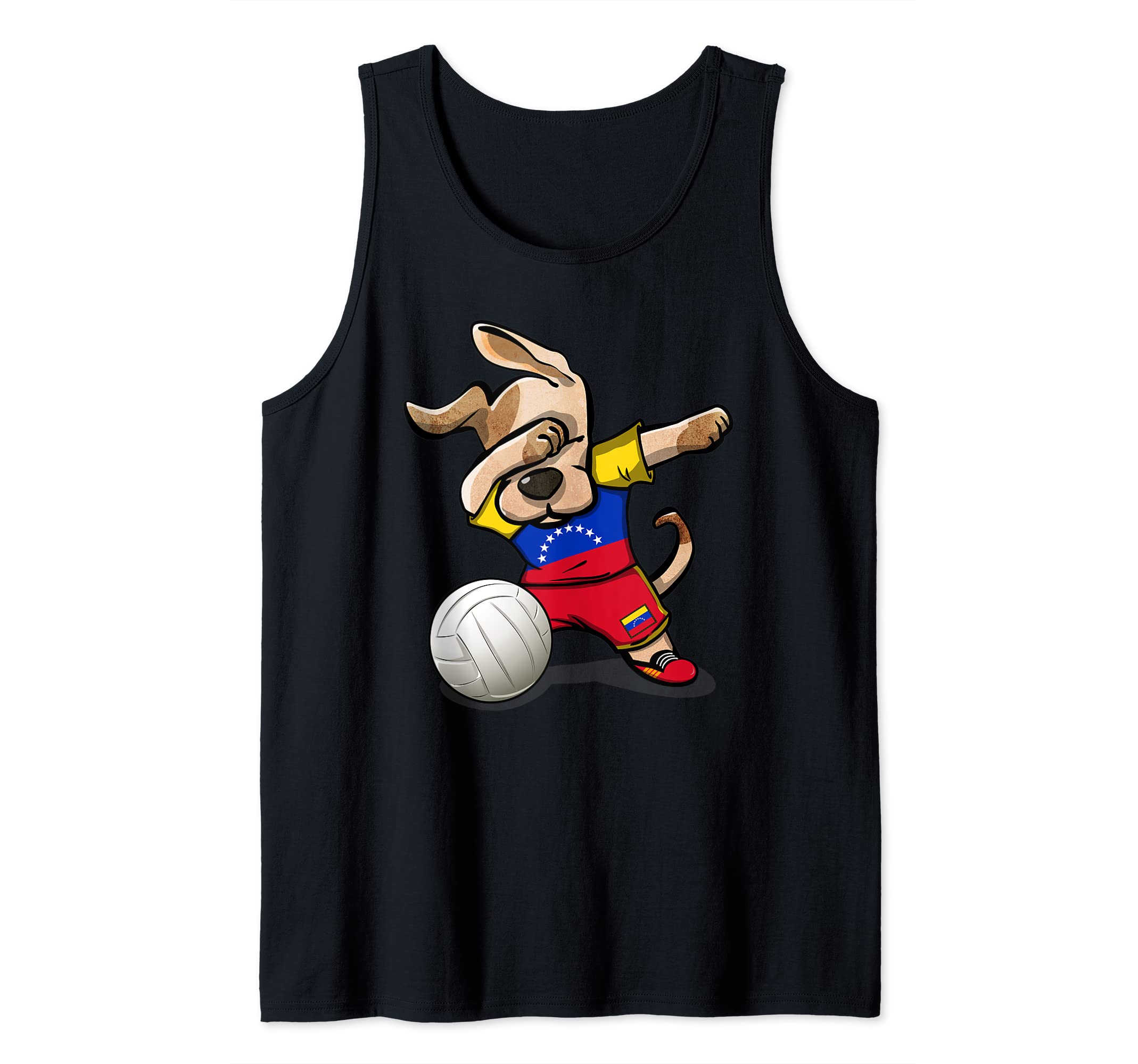 Dabbing Dog Proud Venezuela Volleyball Lover Venezuelan Flag Tank Top