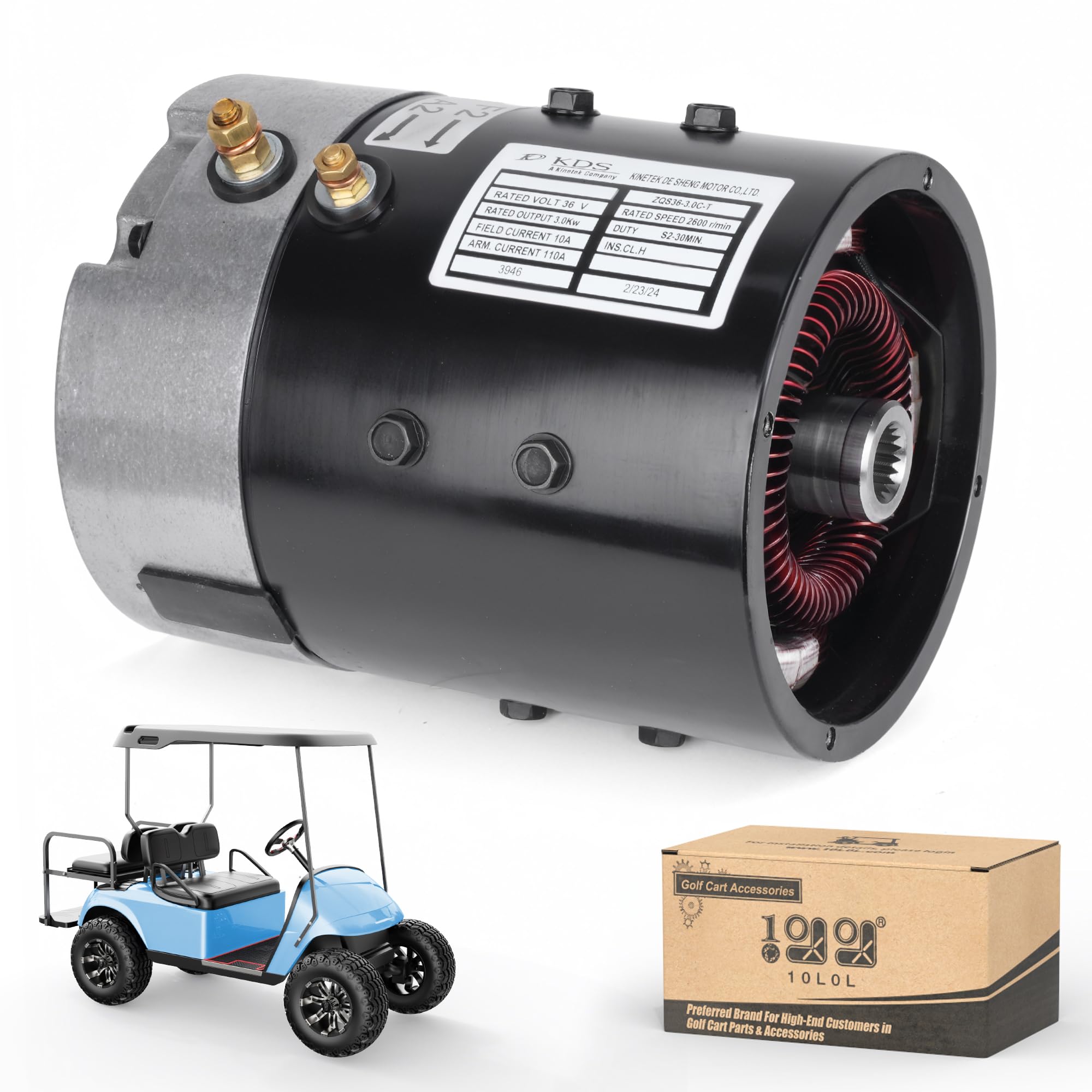 Photo 1 of 10L0L 36 Volt Golf Cart Electric Motor - Compatible with EZGO TXT PDS (2000 - Up, OEM 73124-G01, 73124-G08, 73445-G02) ZQS36-3.0C-T DC SepEx Motor