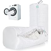 ADEHMDA 2Pcs Shoe Washing Machine Bag, Sneaker Laundry Bag for Washing Machine, Extra Long and Thick Microfibre Fluff, Reusable for Washer and Dryer (2pcs, White)