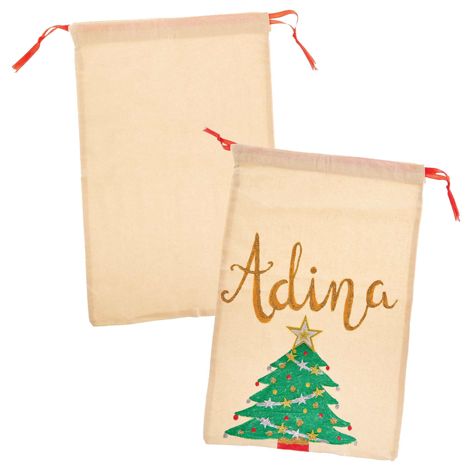 Baker Ross FX639 Fabric Sacks - Pack of 2, Blank Fabric Bags for Textile Arts and Crafts