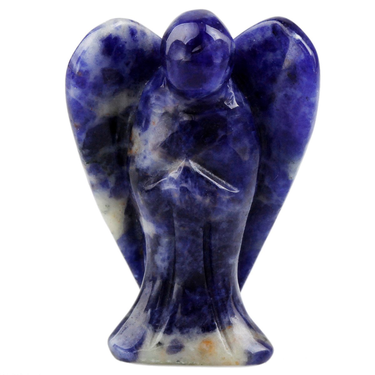 Shanxing 1.5" Sodalite Crystal Guardian Angel Ornament Gift Good Luck, Small Pocket Stone Carved Blue Crystal Angel Statue Figurine Reiki Healing Crystal Sculpture Gift Room Decor