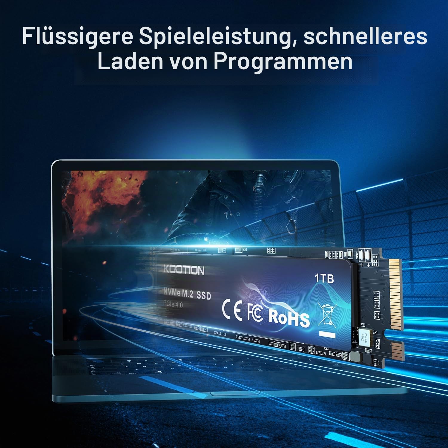 KOOTION SSD 1TB Nvme SSD PCIe 4.0 Interne Festplatte 5200MB/s Lesen, 4500MB/s Schreiben, 1 TB SSD 3D NAND Flash Interne Solid-State-Laufwerk für PS5, Programme, Gaming und Videoschnitt 6