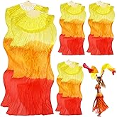 Tideme 4 Pair (Left+Right) Silk Belly Dance Fan, 1.8M Silk Fans for Dancing, Veil Belly Dancing Long Folding Fans, Length 180cm Width 90cm