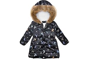 Miss Bei Girl's Winter Coat Jacket Hooded Kids Toddler Flower Print Parka Outwear Warm Cotton Puffer Hooded Jacket