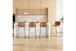 Soohow 26 Inch Counter Height Bar Stools Set of 4, Comfortable Kitchen Island Stools with Back Support, Waterproof Leather Upholstered Modern Chairs for Home Bar Furniture and Kitchen Counter