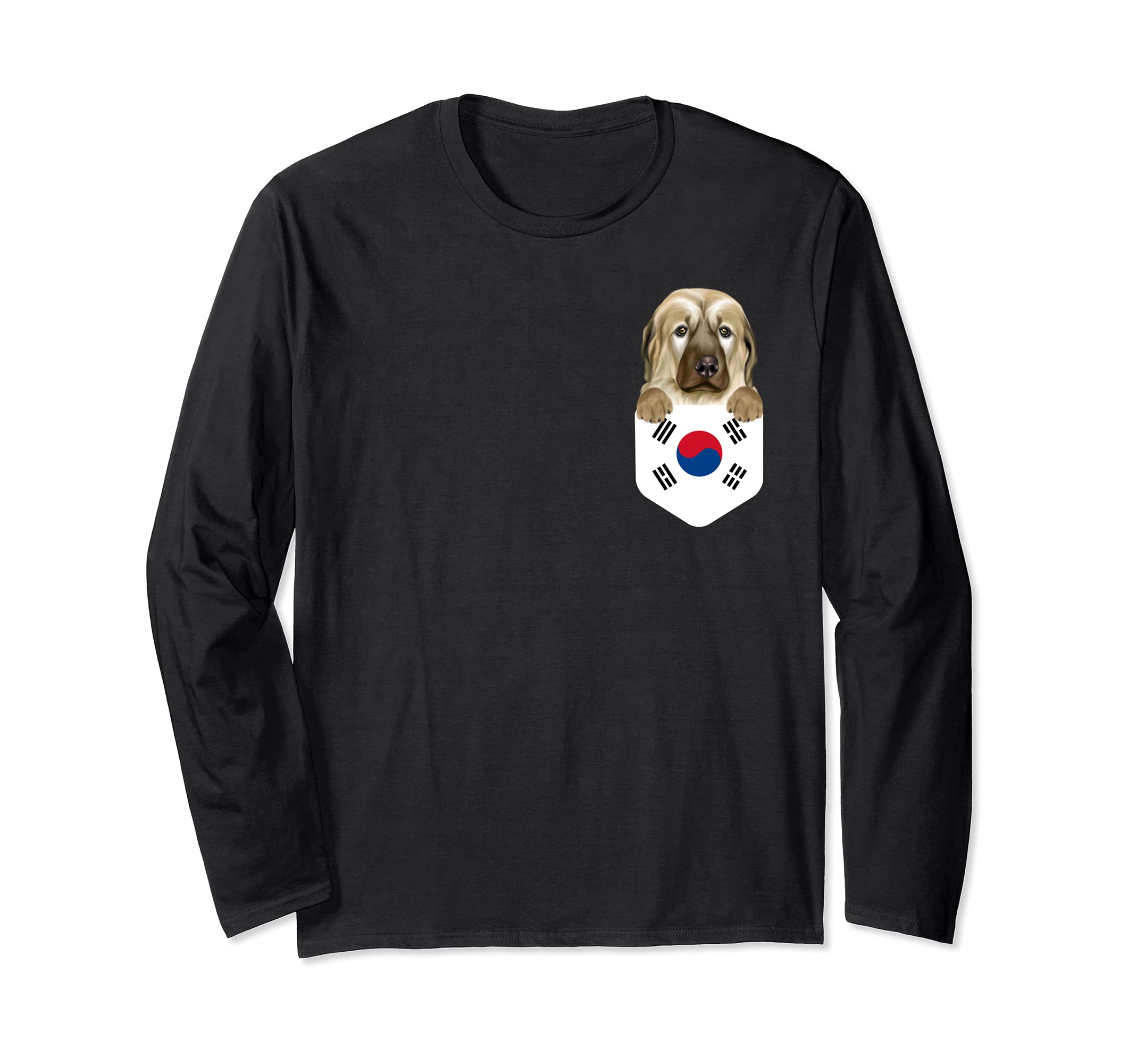 South Korea Flag Anatolian Shepherd Dog Dog In Pocket Long Sleeve T-Shirt