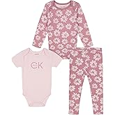 Calvin Klein baby-girls 3pc Creeper Pant Set
