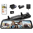 WOLFBOX G900 Tripro Cabin Version 3 Channel 4K Rear View Mirror Camera, STARVIS 2 IMX678 Night Vision,4K+1080P+2.5K Front Inside and Rear Mirror Dash Cam,5.8GHz WiFi,Voice Control,Includes 256GB Card