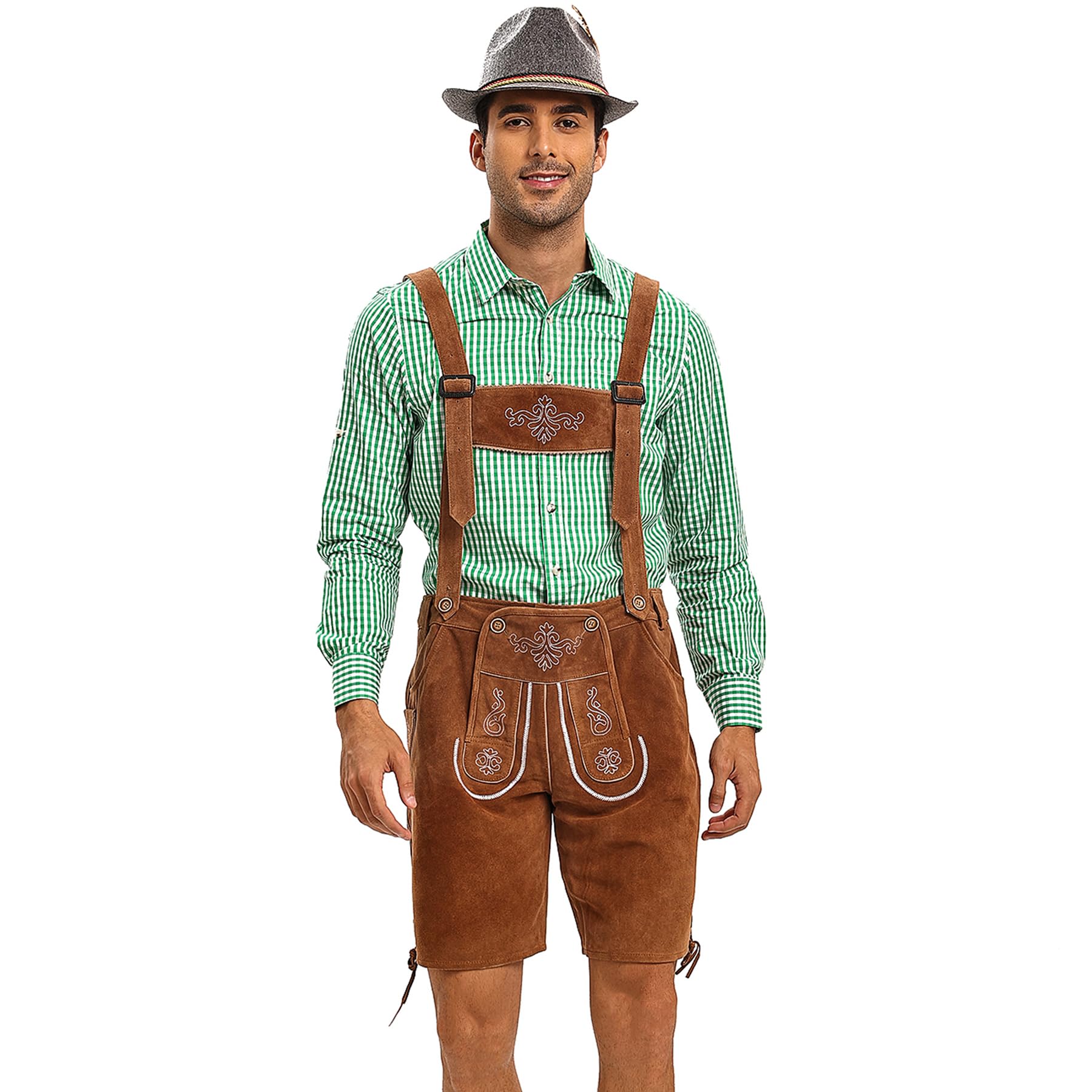 Photo 1 of DmHirmg Lederhosen Men,Oktoberfest Outfits Men,Lederhosen,October Festival Costume for Males,Brown,50