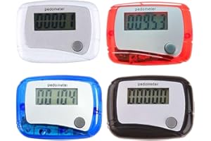 4pcs Clip On Steps Counter,Small Pedometer for Walking Steps and Mile,Portable Digital LCD Pedometer Sports Walking Running S