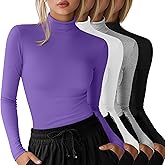Velvelhall 4 Pack Women's Underscrub Shirts Long Sleeve Mock Turtleneck Slim Fit Scrub Basic Undershirt Tees Tops for Nurse