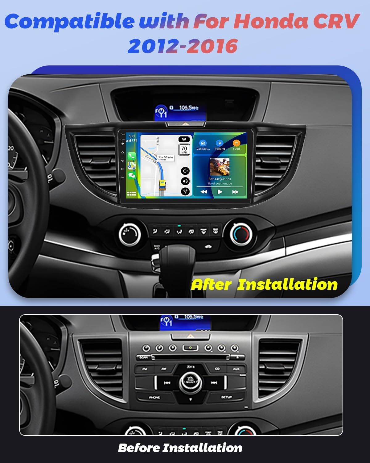 Before and After Installation of Hikity Android Car Stereo in Honda CRV