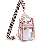 PACKISM Clear Sling Bag Stadium Approved - Clear Bag for Stadium Events & Holographic Bag for Music Festivals Jacquard Strap