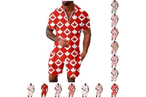 Men's Canada Flag Print Outfit Set, Short Sleeve T-Shirt & Shorts Matching Set, Patriotic Canada Day Casual