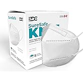 SURESAFE 50 Pack White Face Masks - 5 Ply Masks Disposable, Disposable Masks Adult With Adjustable Ear Loops & Nose Bridge, D