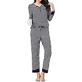 Reliwel Womens Cotton Pajama Sets Long Sleeve Tops and Full-Length Sleepwear Set Two-Piece Pjs with Pockets Soft Loungewear