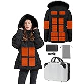 GTIWROTN Heated Jacket for Women with Battery Pack, Womens Winter Heated Coats with Detachable Hood