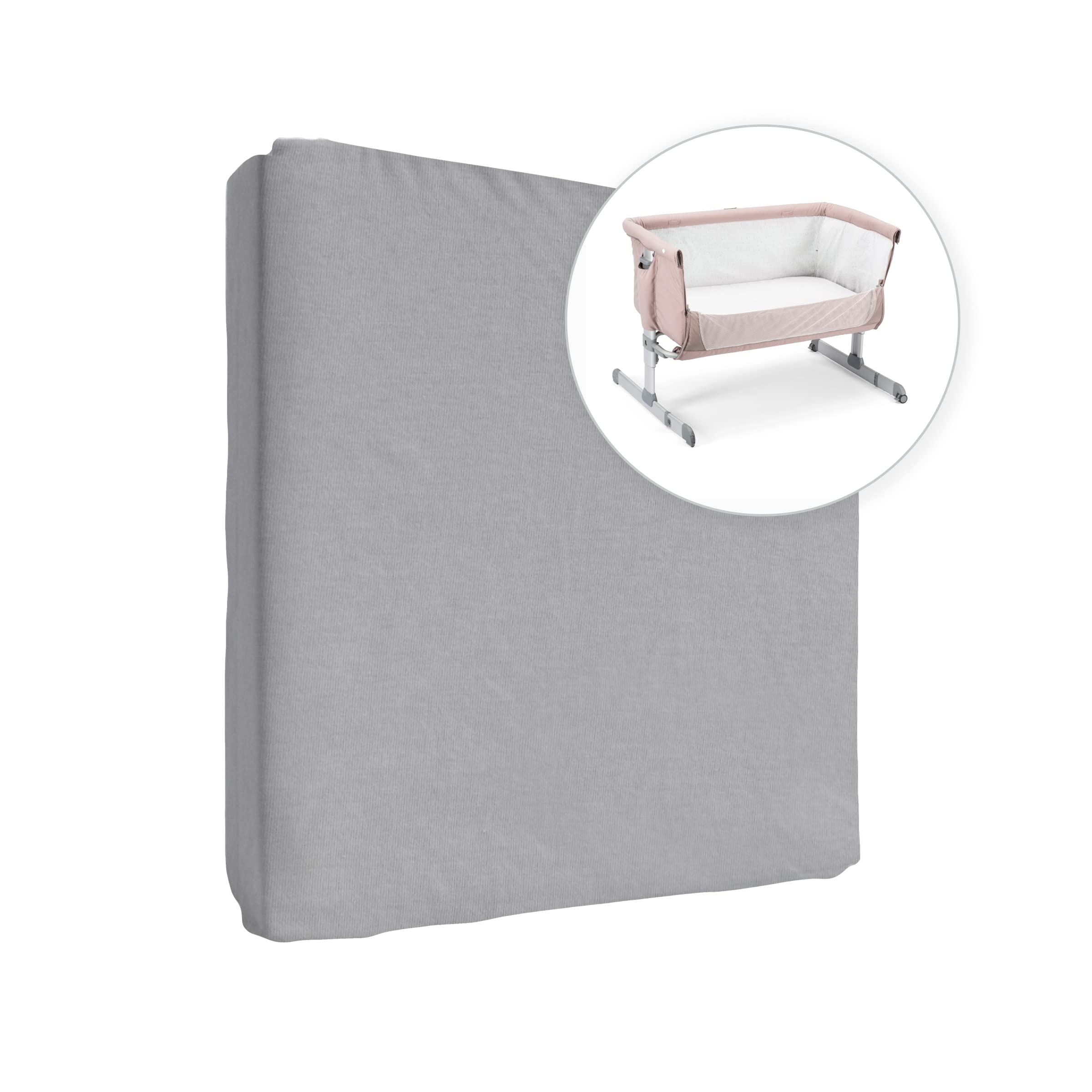 Jersey 100% Cotton Fitted Sheet for 83 x 50 cm Baby Co-Sleeper Crib Mattress (Grey) — image 1