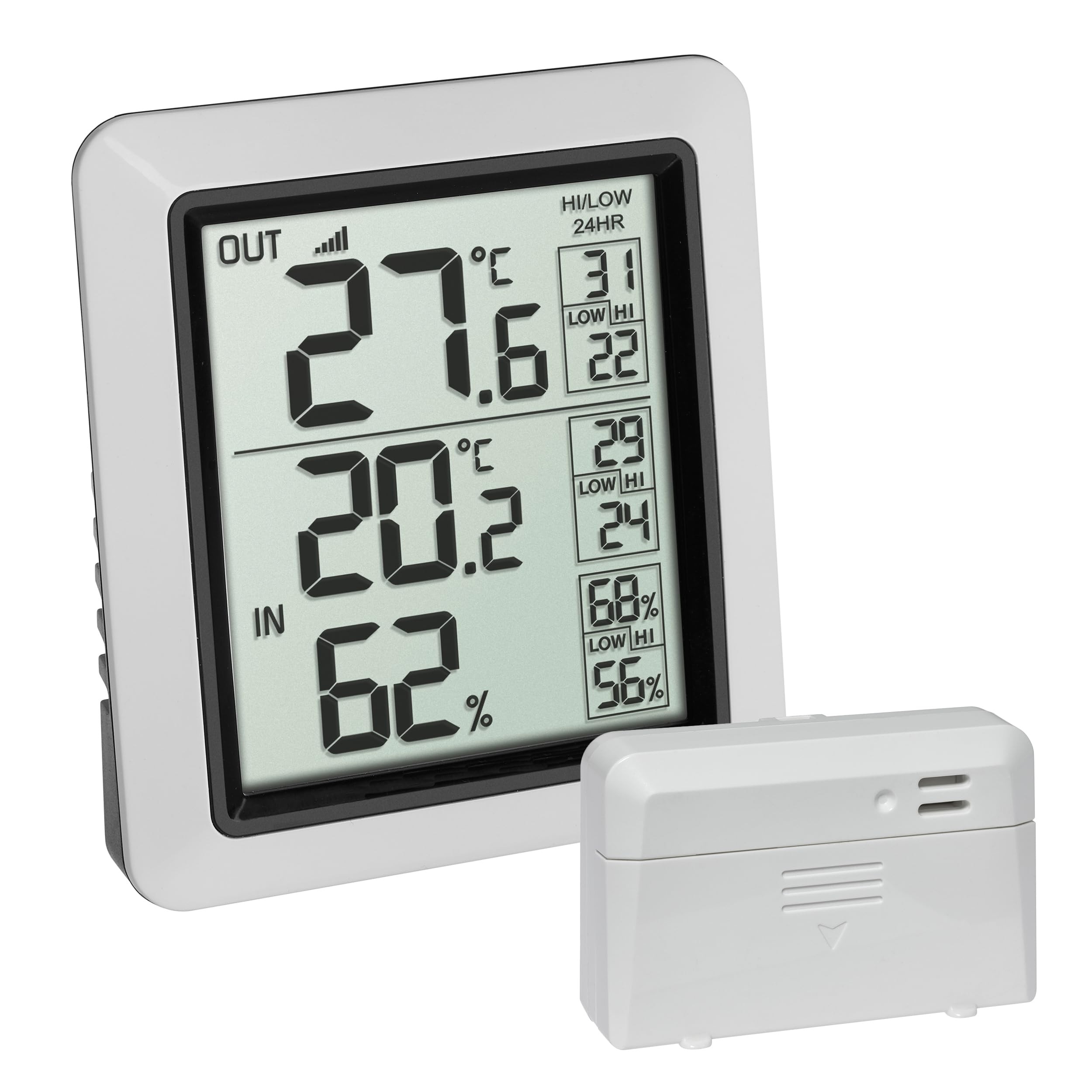 TFA Dostmann Thermometer wireless Info, 30.3065.02, indoor and outdoor, with indoor hygrometer, incl swiss precision sensor
