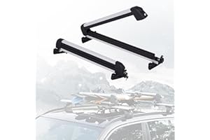 HIKULA Ski& Snowboard Roof Racks, Ski Roof Racks with Anti-Theft Lock Racks Carrier for Snowboards Universal Ski Top Holder Fits for Square/Aero/Oval Cross Bars, Sliver, Large