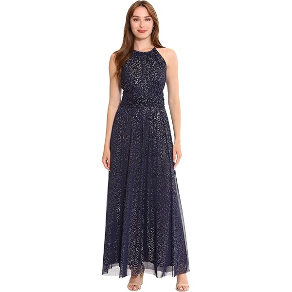 London Times Womens Dresses Mesh Halter Maxi with Ruched Waistband Event  Guest of Occasion Garden Party, Navy/Pink/Purple, 16 US at Amazon Women's  Clothing store