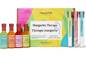 Thoughtfully Cocktails, Margarita Cocktail Therapy Gift Set, Margarita Mixer Set Includes 4 Margarita Cocktail Mixers and 3 S