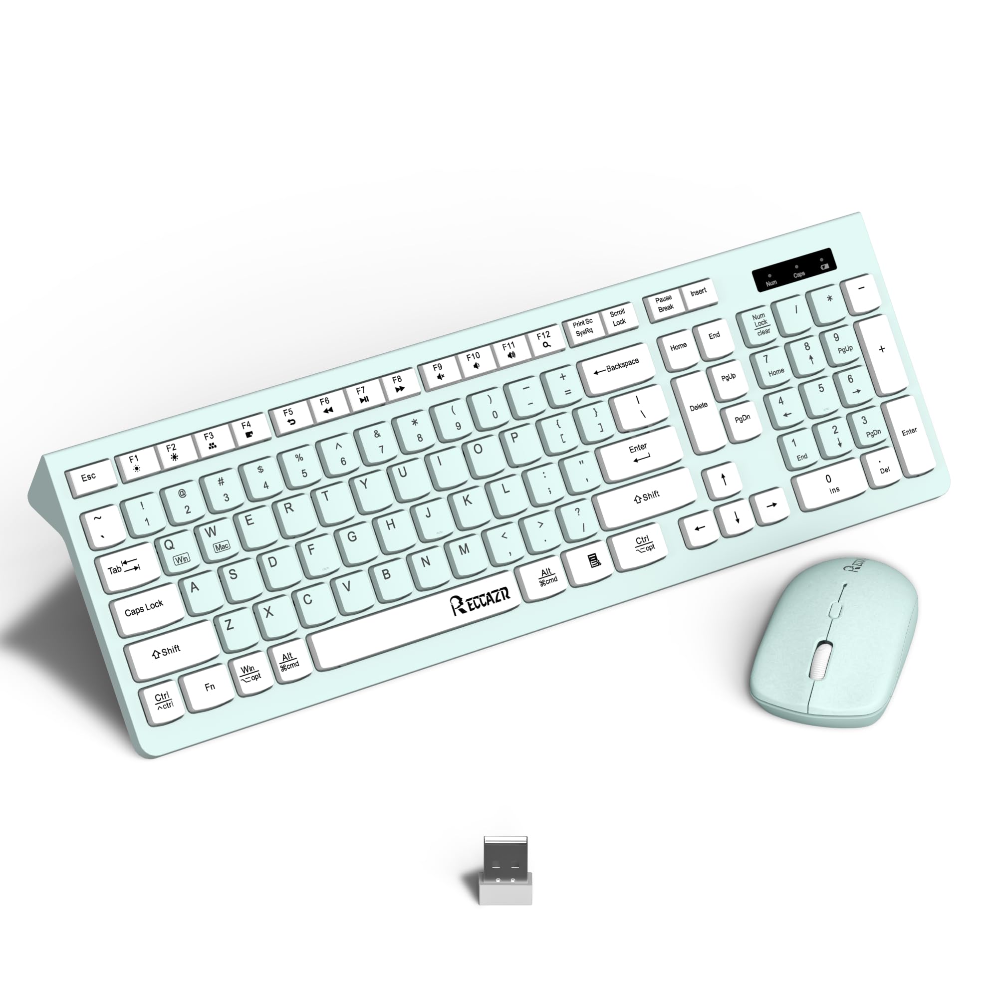 Photo 1 of Wireless Keyboard and Mouse Combo, Full-Sized Wireless Keyboard and Adjustable DPI Mouse, 2.4GHz USB Receiver, Wireless Keyboard and Mouse for PC, Windows, Desktop, Laptop (Mint Green and White)
