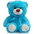 WENMOTDY Super Color Teddy Bear Stuffed Animals Plush Toy for Children Girlfriend Family Congratulations Baby Shower Birthday Blue 14 inch