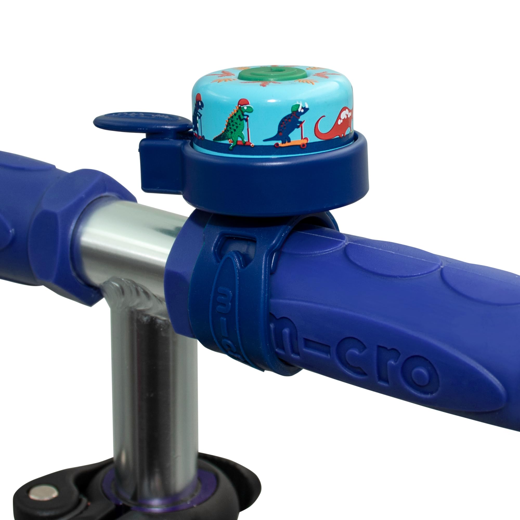 Micro Scooter | Pattern Handlebar Bell | Suitable for All Bikes & Scooters | Kids Bike Accessories | Flexible Silicone Strap | Easy To Attach | Loud | Waterproof | Dino — image 1