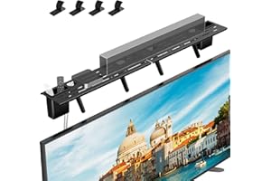 BEISHI Universal Soundbar Mount - No Drilling Required Space-Saving TV Top Shelf Steel Frame Fits Most Soundbars Up to 15 lbs Compatible with Samsung, Sony, LG, Bose,34.65x4.33inch,(with 2 Storage Box)