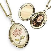 PicturesOnGold.com Personalized 14K Gold Filled Rose Oval Locket Custom Photo Necklace for Women and Men 3/4 Inch X 1 Inch
