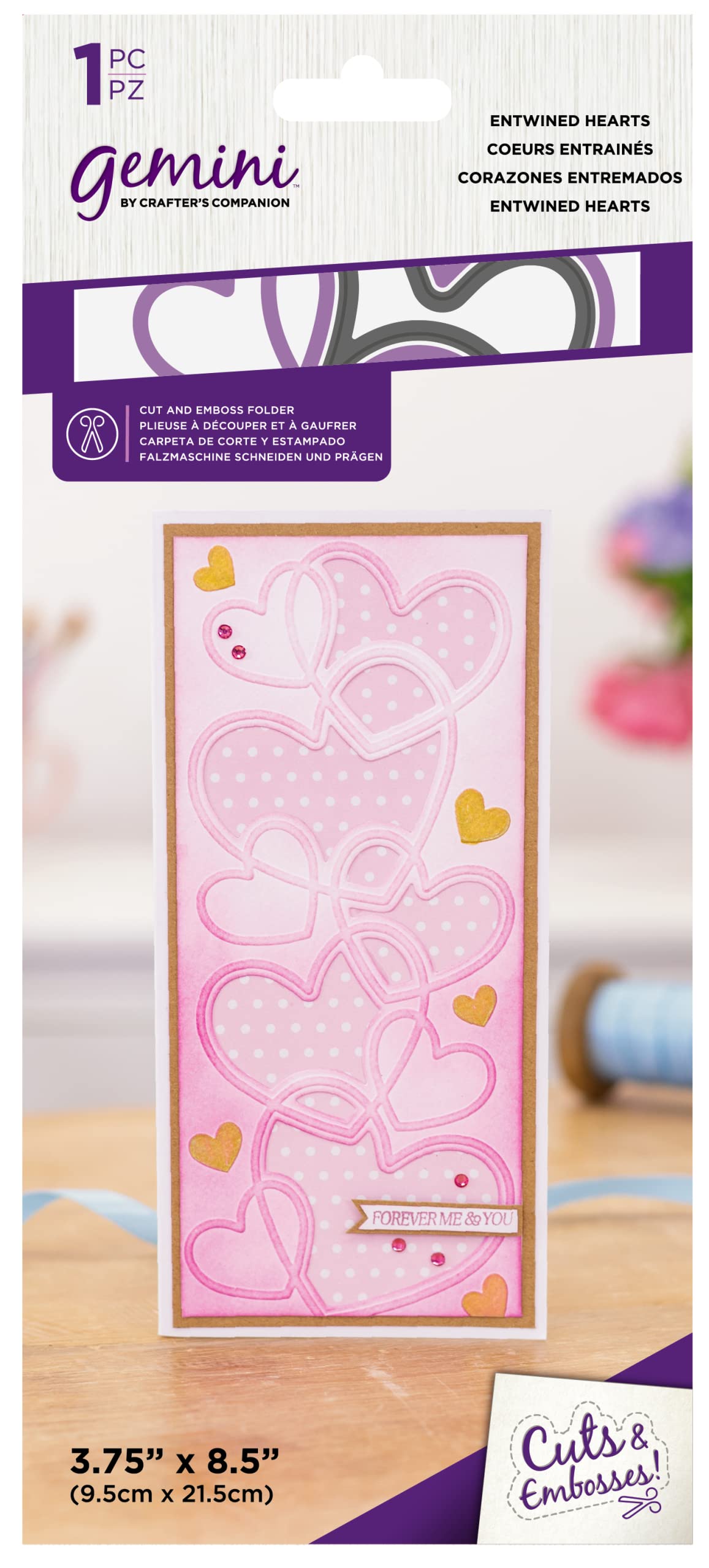 Gemini 3.75" x 8.5" Slimline Cut & Emoss Folder-Entwined Hearts