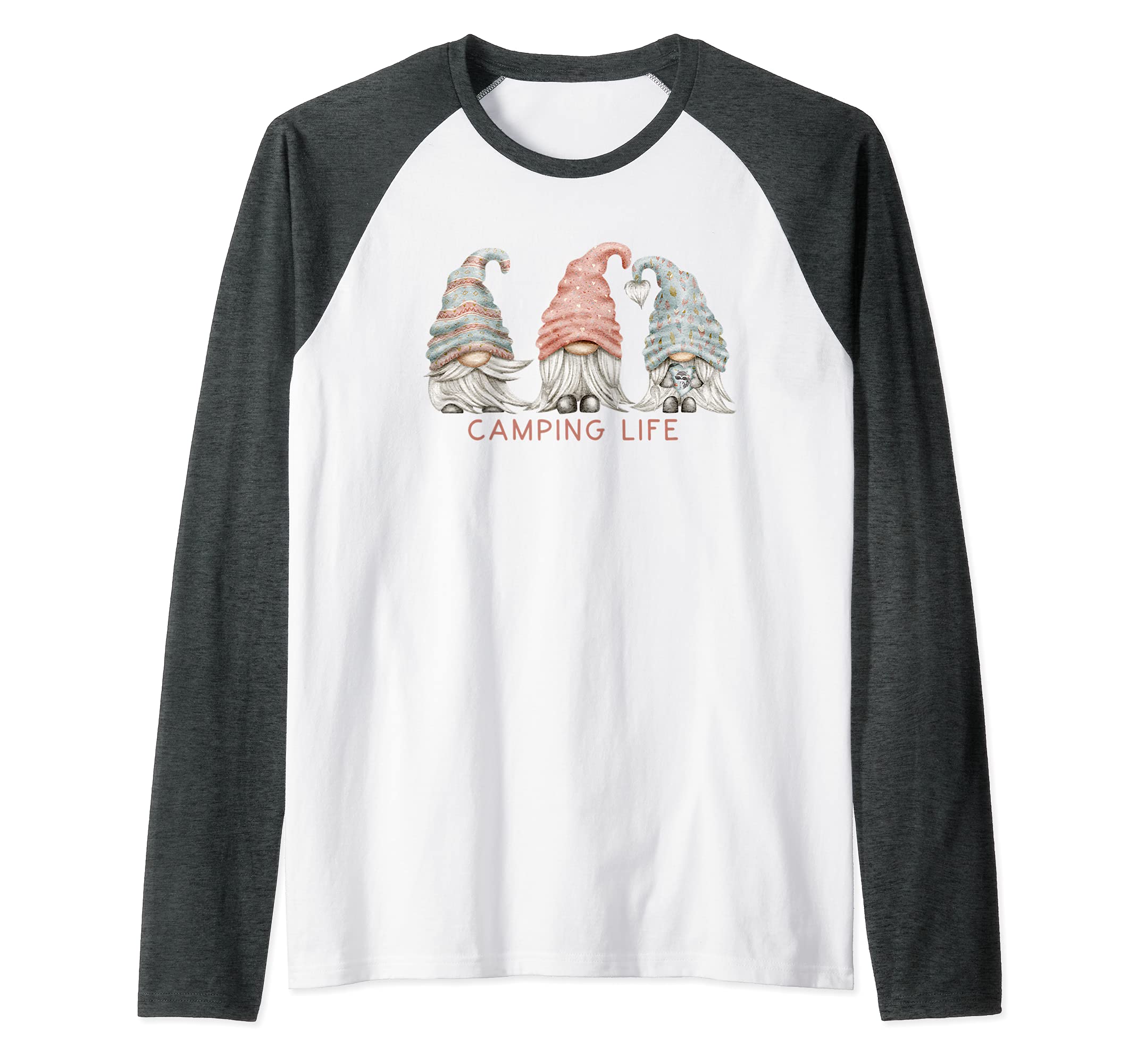 camping life Gnome Raglan Baseball Tee