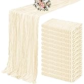 12 Pack Cheesecloth Table Runner 35 x 120 inch Long Boho Cheese Cloth Gauze Table Runners Semi Sheer Table Runner for Wedding