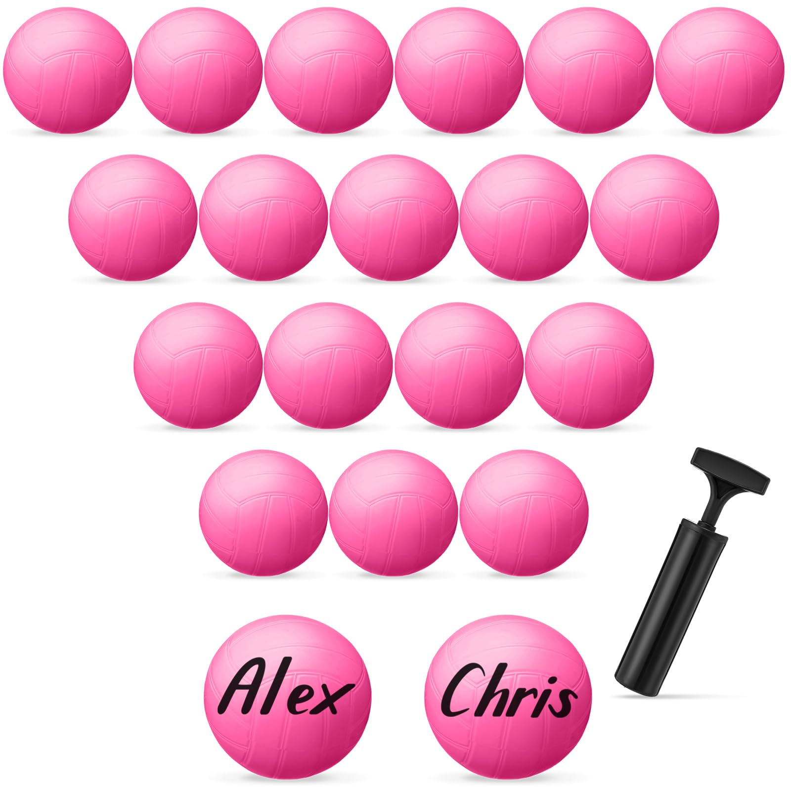 Photo 1 of Hollowfly 18 Pcs 4 Inch Mini Volleyballs with a Pump Pink Small Volleyball to Throw to Crowd Miniature Replacement Inflatable Balls for School Reward, Teen, Birthday, Party Favor Gift