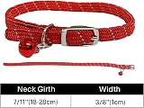LARRYROO Reflective Softweave Cat Collar with Safety Elastic Bell Red view 2