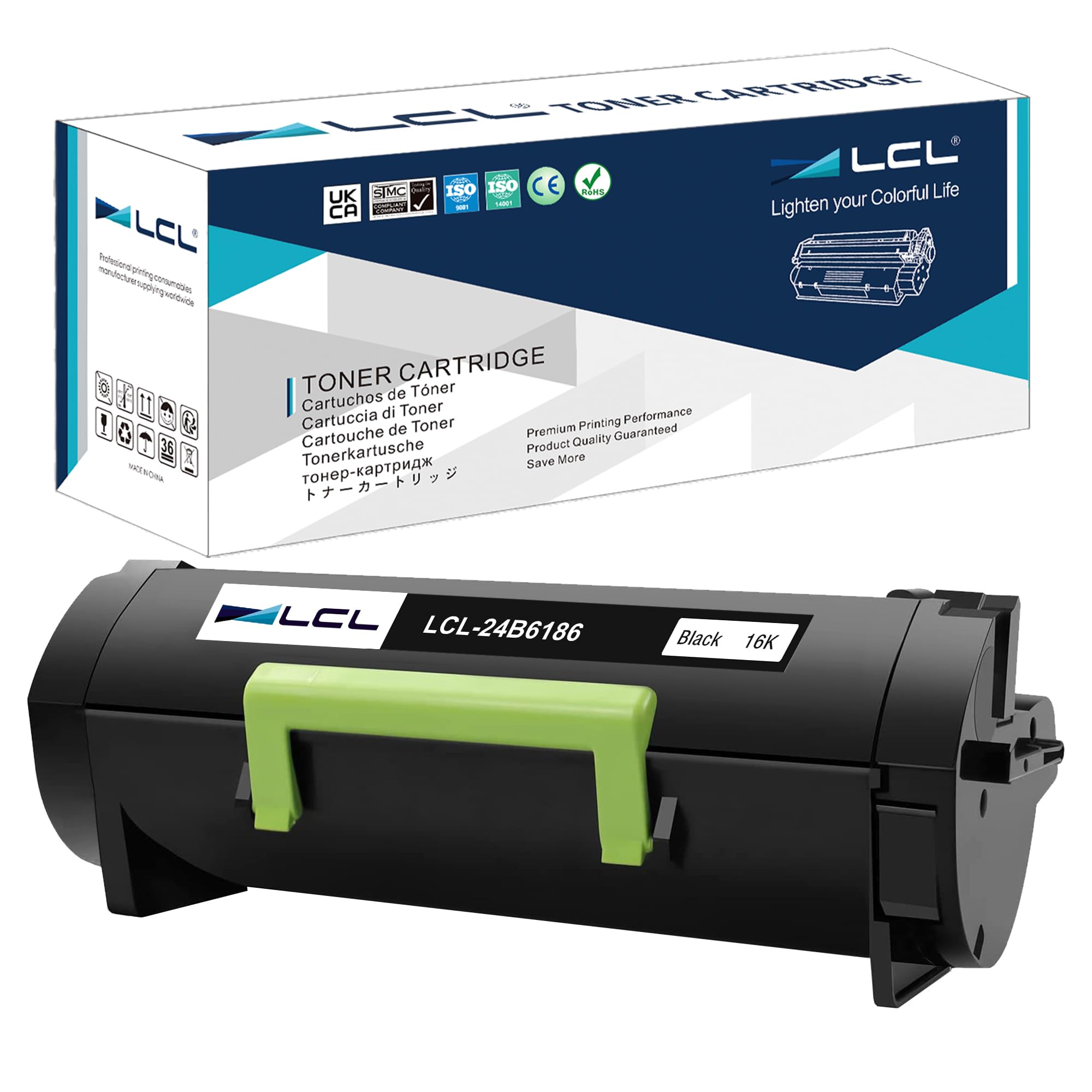 LCL 24B6186 16000 Pages Toner Cartridge Replacement for Lexmark 24B6186 Replacement for Lexmark M3150 XM3150 XM3150H (1 Black)