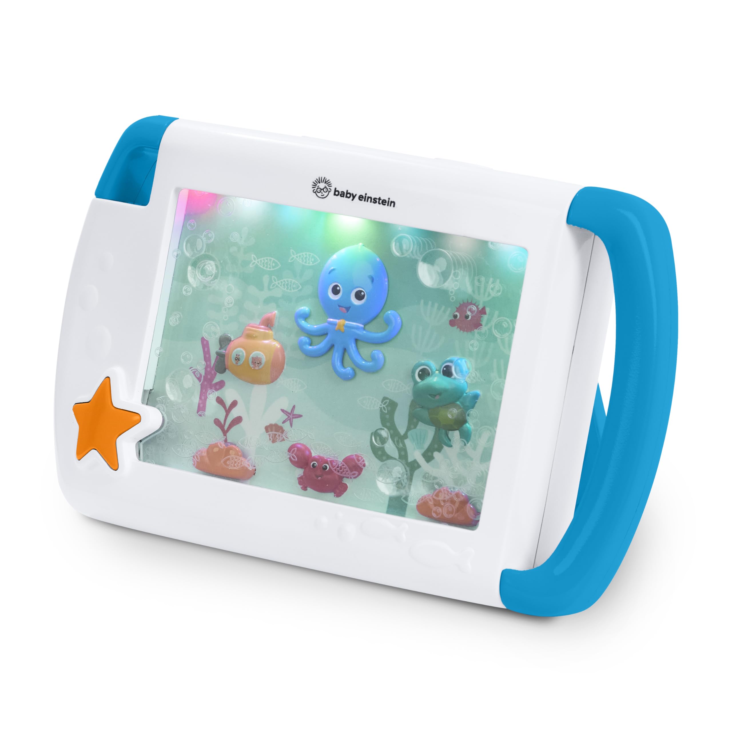 Baby Einstein On-The-Go Sea Dreams Soother, Portable Baby White Noise Machine with Calming Music & Lights, Baby Aquarium Toy with Stroller Clip & Kickstand, for Newborns and up, Blue